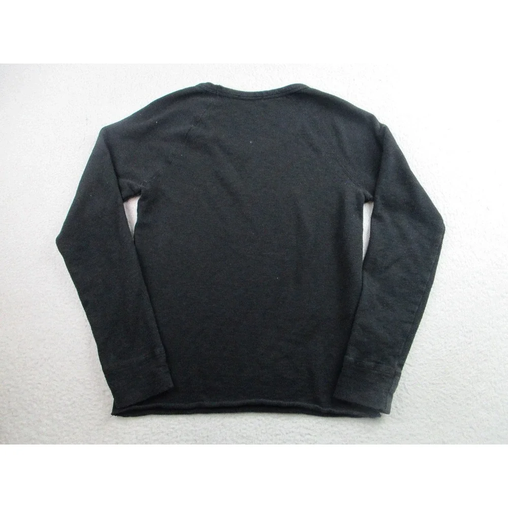 James Perse Pullover Sweater Womens 1 Black Long Sleeve Crewneck Terry Cloth Top